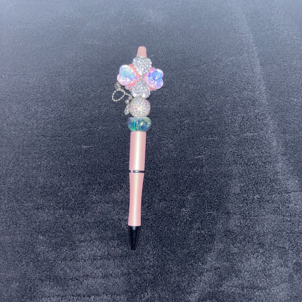 Pink Bejeweled Pen with Black Tip